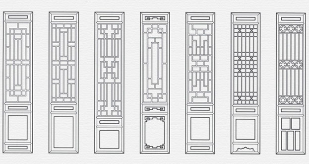 老城常用中式仿古花窗图案隔断设计图